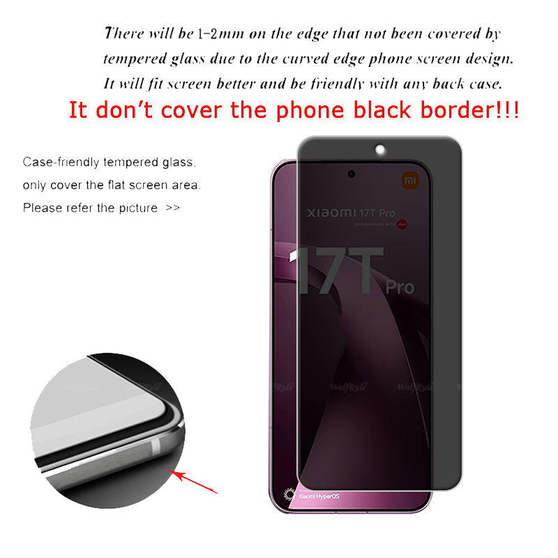 4/3/2/1Pcs For Xiaomi 17T Pro  - огляд і ціна Privacy Screen Filter